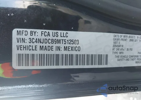 2021 Jeep Compass Limited 4X4 from USA, damaged, VIN 3C4NJDCB9MT512503